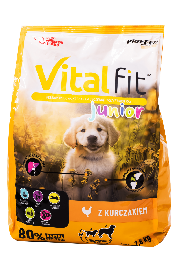 Сухий корм для цуценят BIOFEED VITAL FIT Junior, усіх порід, з куркою, 2,8кг